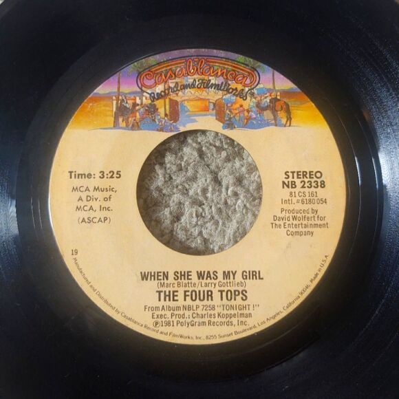 The Four Tops - WHEN SHE WAS MY GIRL/SOMETHING TO REMEMBER 45' Vinyl Record - Picture 1 of 3